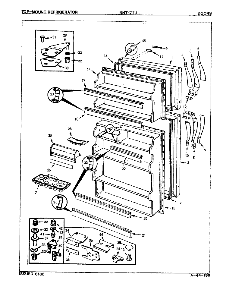 DOORS Diagram and Parts List for NNT177JA 9G44A Maytag Refrigerator