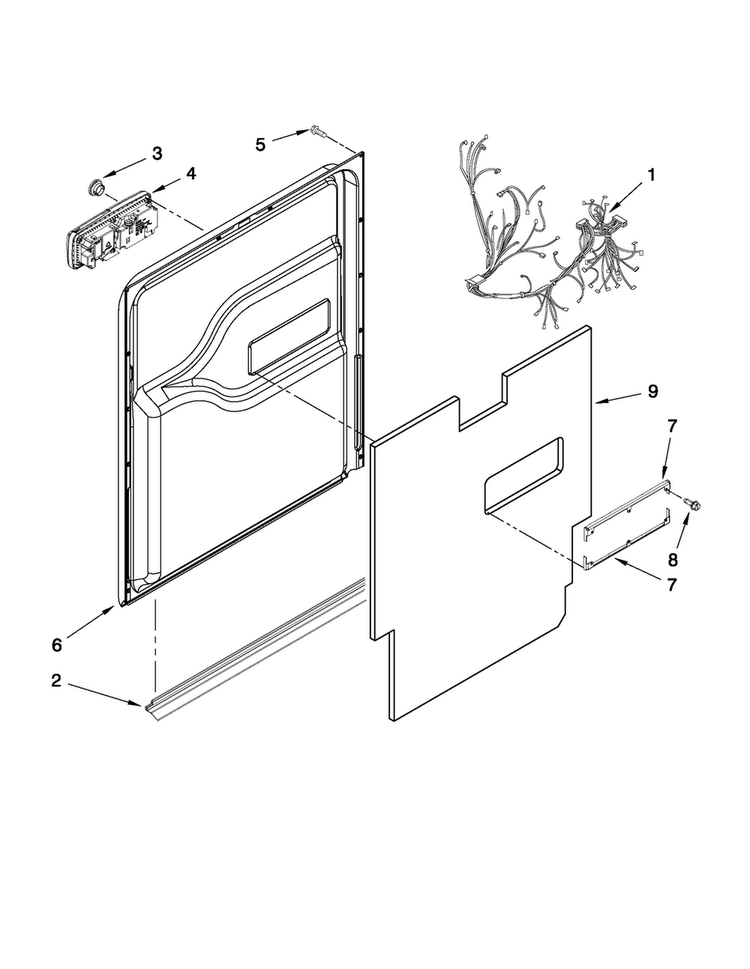 Door And Latch Parts Diagram and Parts List for JDB2150AWP0  Jenn-Air Dishwasher