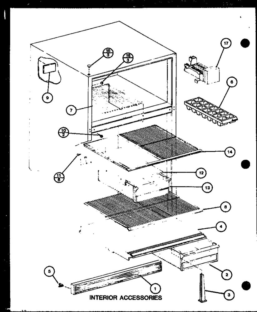 Interior Accessories 1 Diagram and Parts List for IC3H-P7621307W-TM  Amana Refrigerator