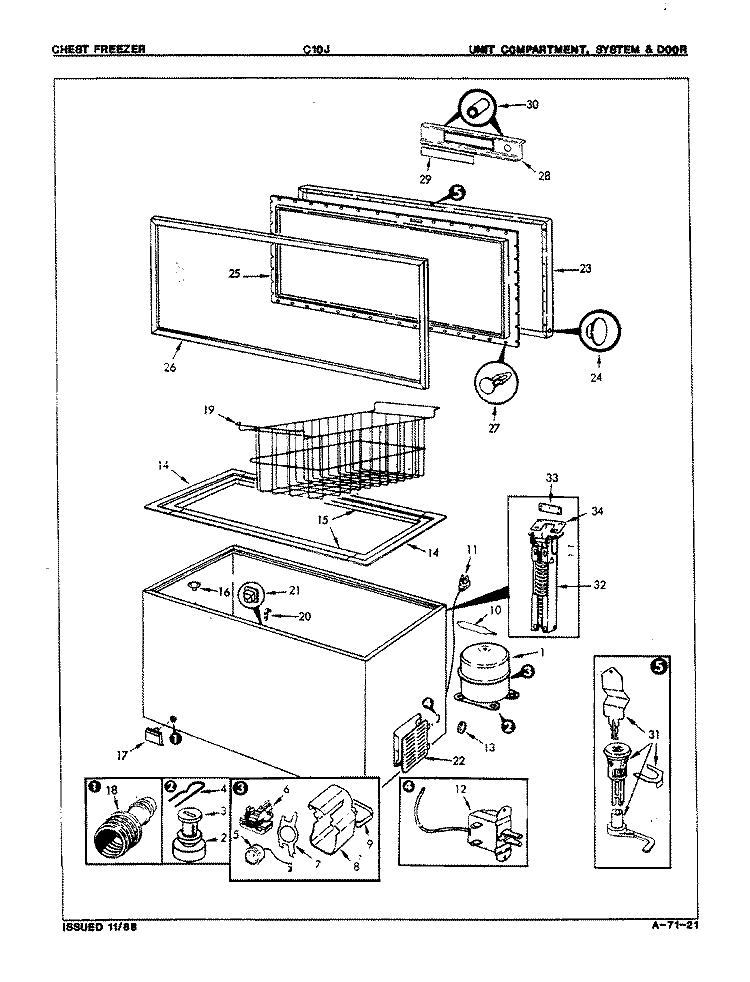 UNIT COMPARTMENT & SYSTEM Diagram and Parts List for C10J 8H007 Admiral Freezer