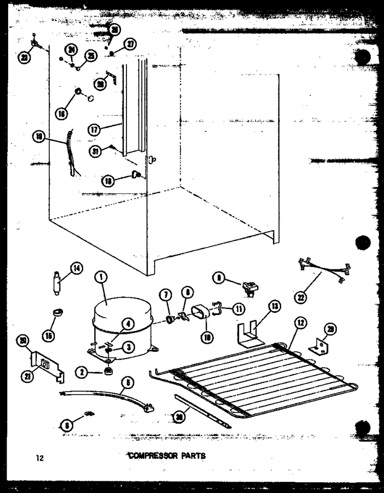 Section 1 Diagram and Parts List for ESUF16B P60345-50W Amana Freezer