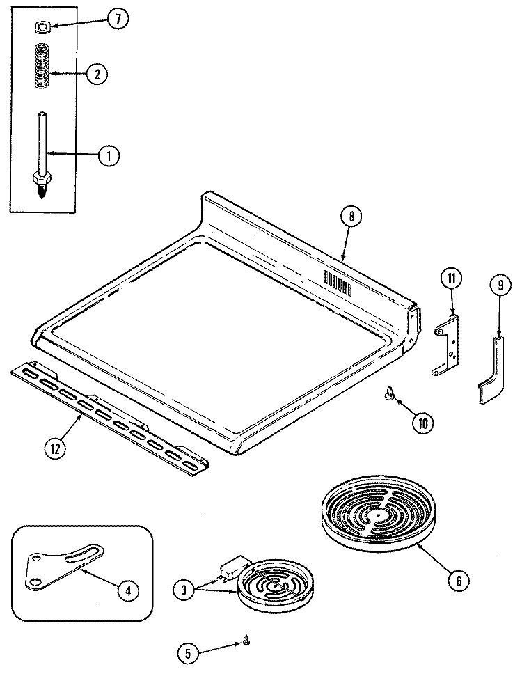 TOP ASSEMBLY Diagram and Parts List for H3878XVA  Hardwick Range