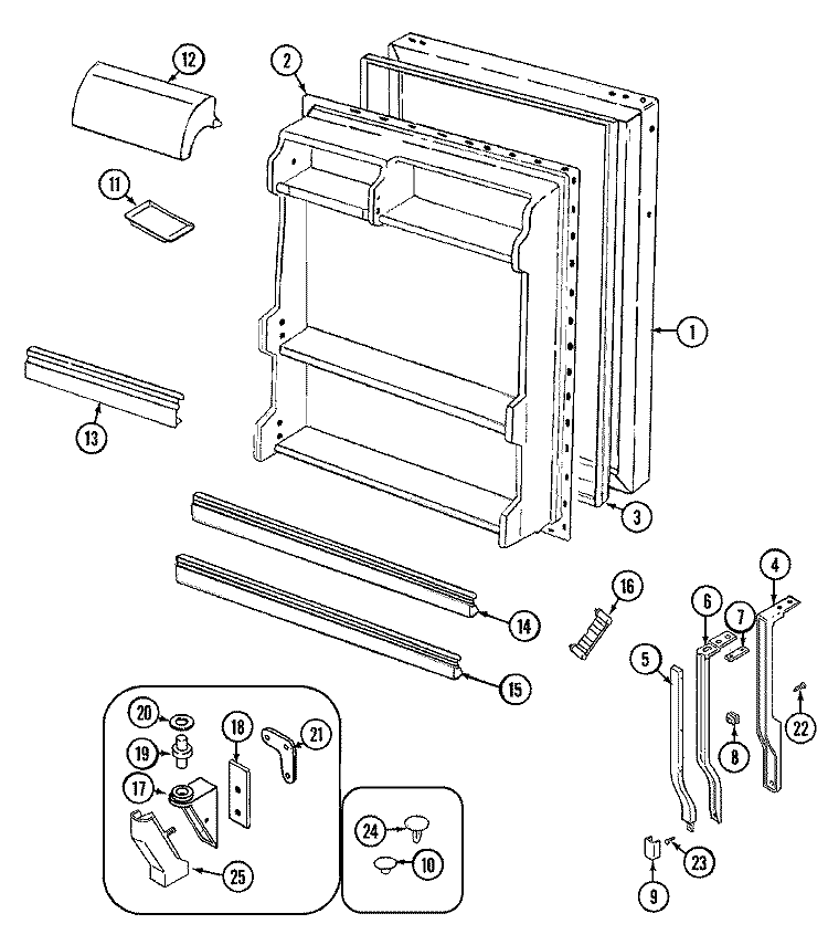 FRESH FOOD DOOR Diagram and Parts List for RB151TM  Magic Chef Refrigerator