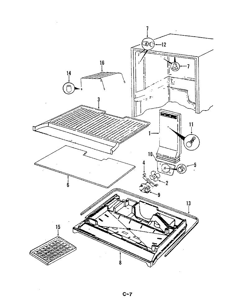 FREEZER COMPARTMENT Diagram and Parts List for RB17EN-1A2 5C74A Magic Chef Refrigerator