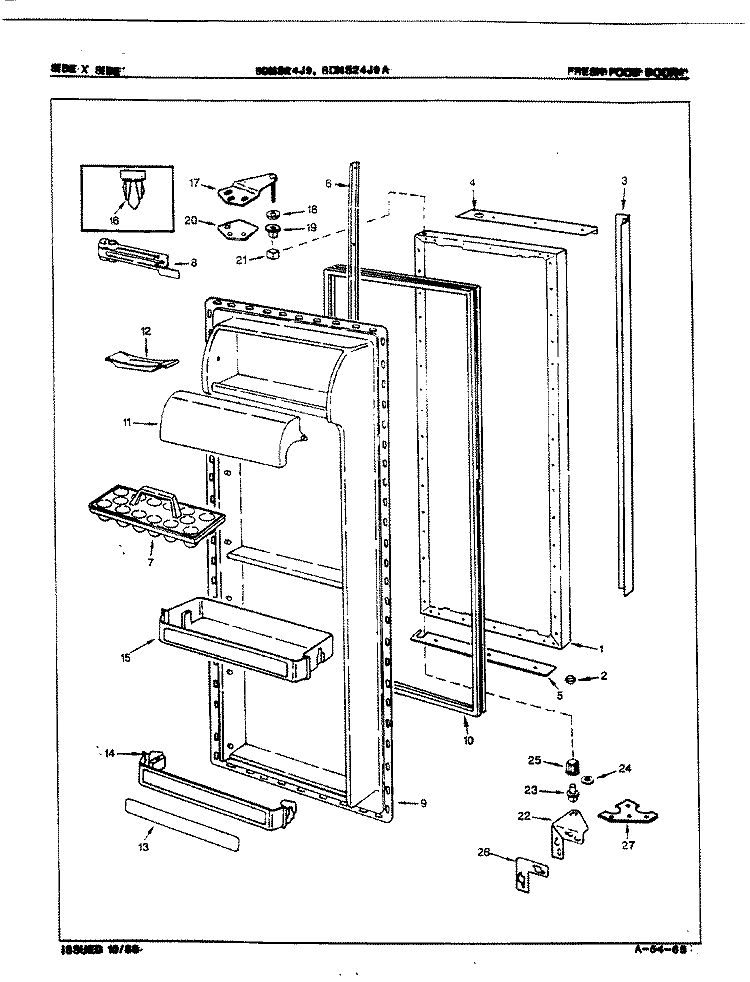 FRESH FOOD DOOR Diagram and Parts List for BDNS24J9A 8N24A Maytag Refrigerator