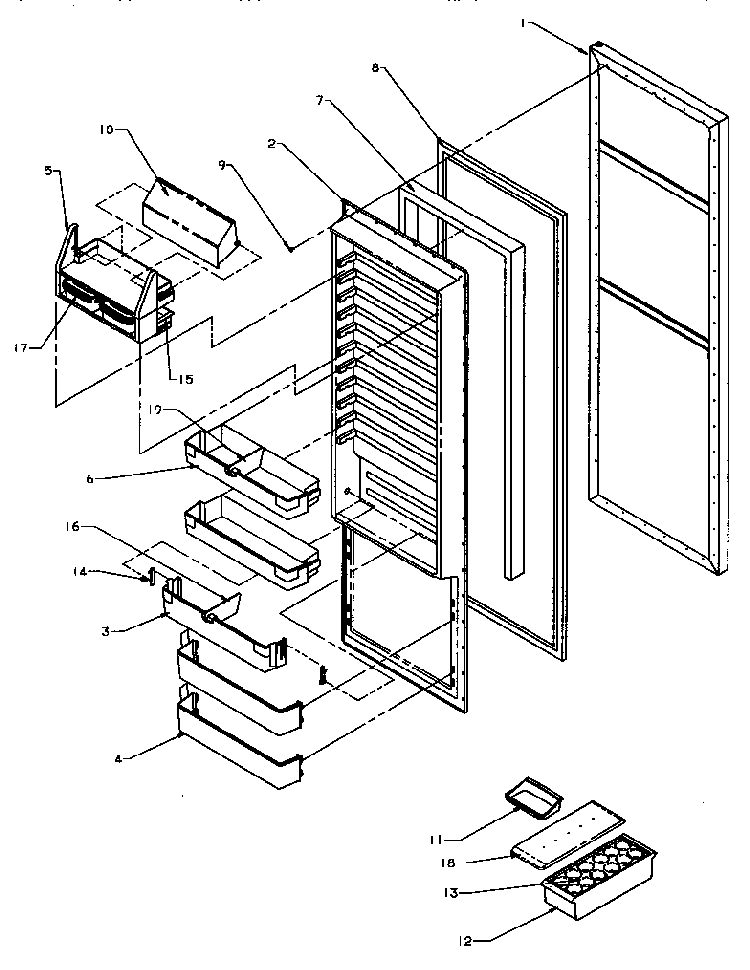 Refrigerator Door Diagram and Parts List for SPD25QA3W-P1181321WW  Amana Refrigerator
