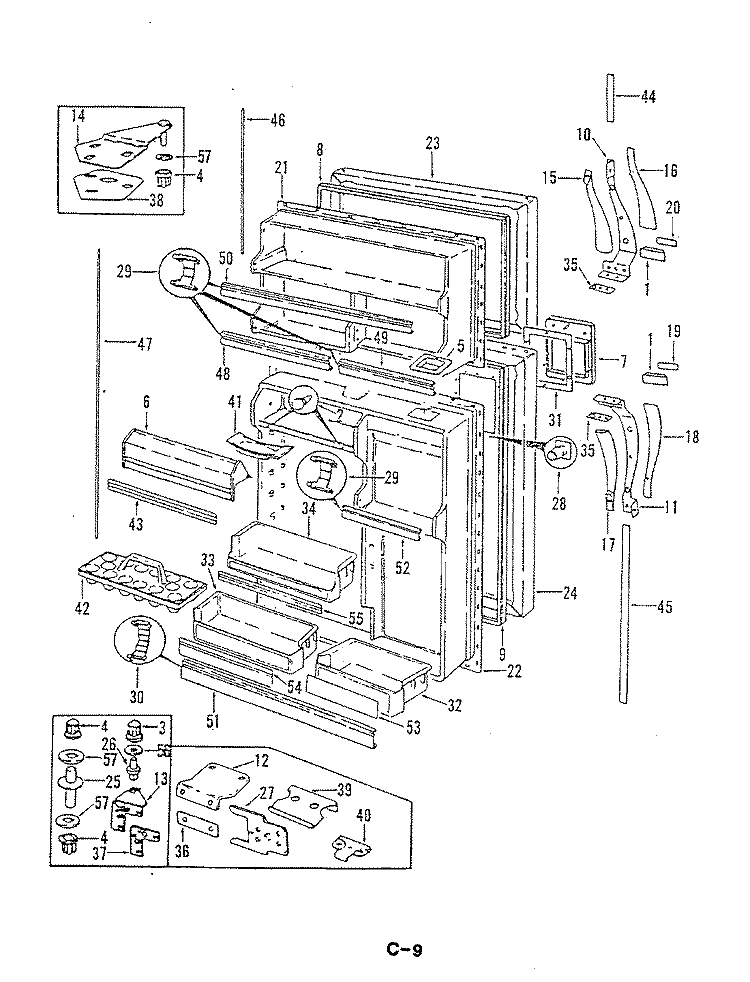FRESH FOOD DOOR Diagram and Parts List for RB23EY-3PW 5B70A Admiral Refrigerator