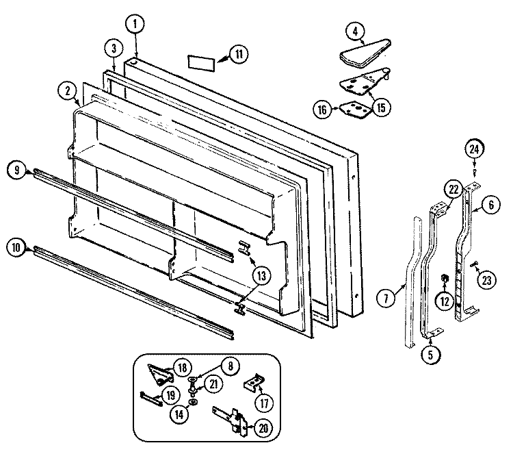 FREEZER DOOR Diagram and Parts List for RB234TDA  Amana Refrigerator