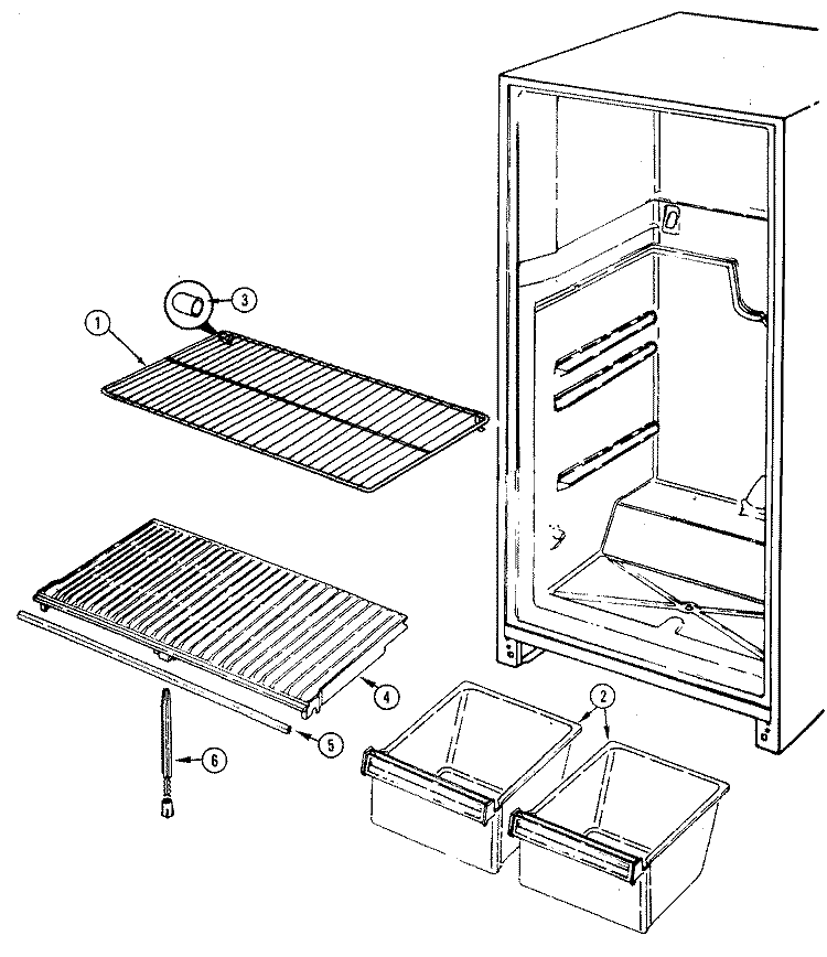 SHELVES & ACCESSORIES Diagram and Parts List for RTSA174AAE  Admiral Refrigerator