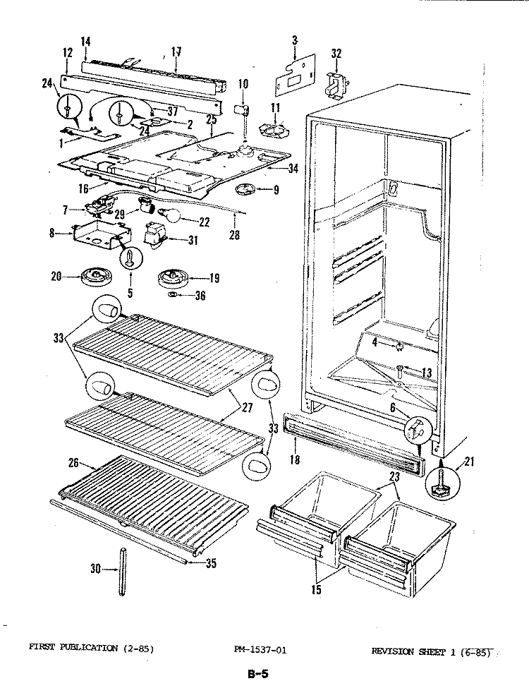 FRESH FOOD COMPARTMENT Diagram and Parts List for NENT156EH 4D63A Crosley Refrigerator
