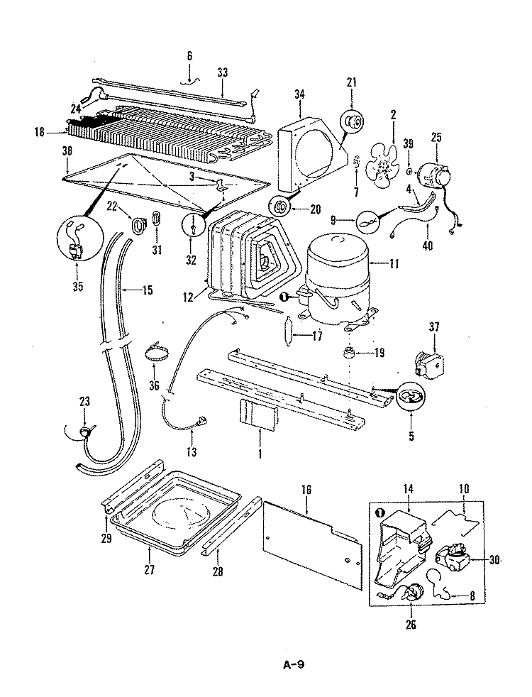 UNIT COMPARTMENT & SYSTEM Diagram and Parts List for CRB21EN-3A 5D65A Crosley Refrigerator