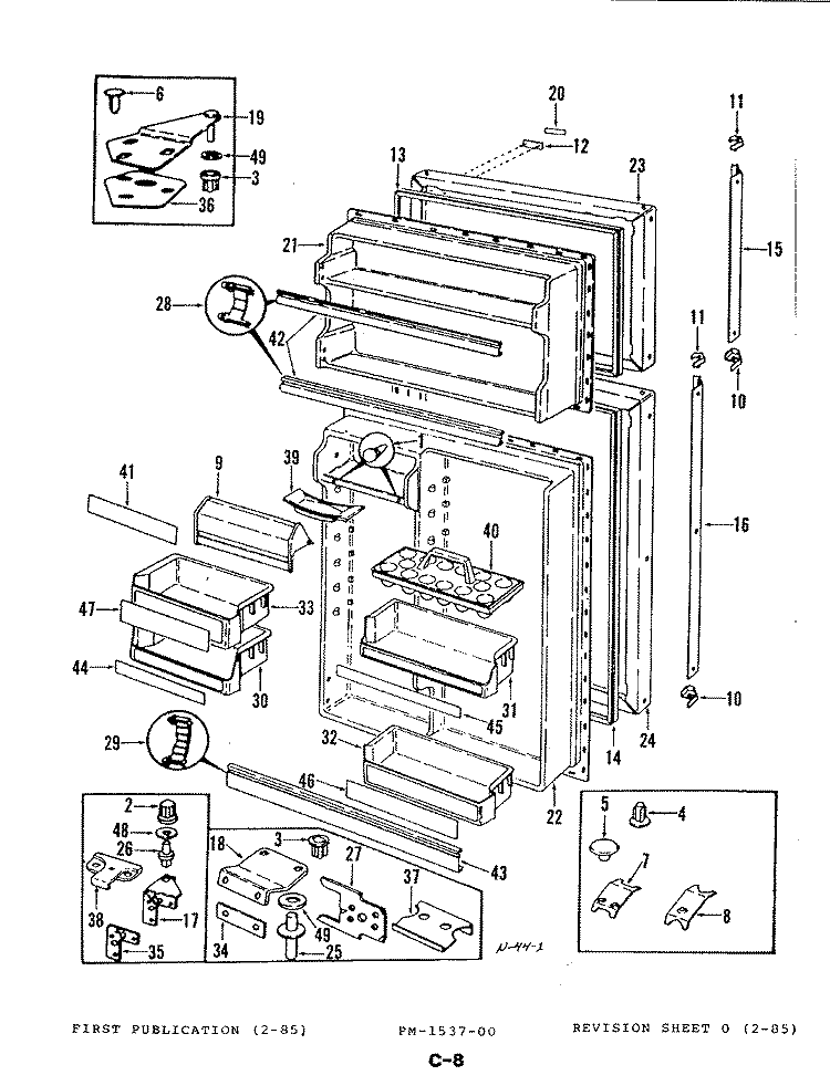FRESH FOOD & FREEZER DOOR Diagram and Parts List for RNB23AN-3A 4D47A Magic Chef Refrigerator