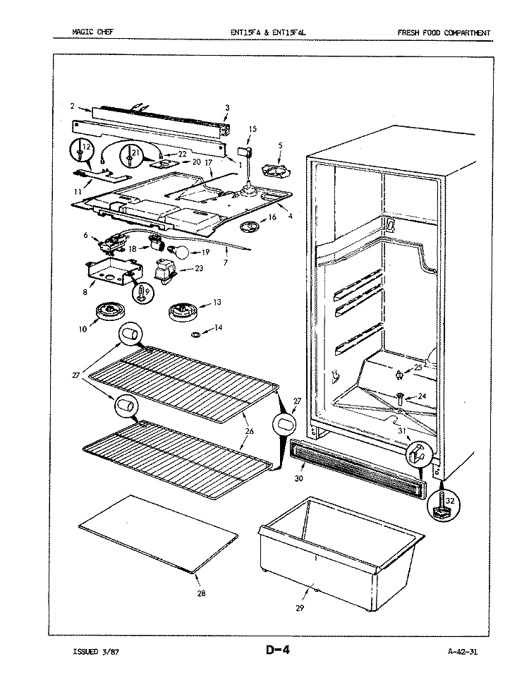 FRESH FOOD COMPARTMENT Diagram and Parts List for ENT15F4 7A47A Maytag Refrigerator