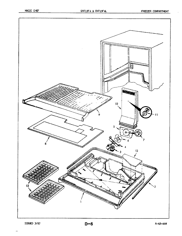 FREEZER COMPARTMENT Diagram and Parts List for ENT15F4 7A47A Maytag Refrigerator