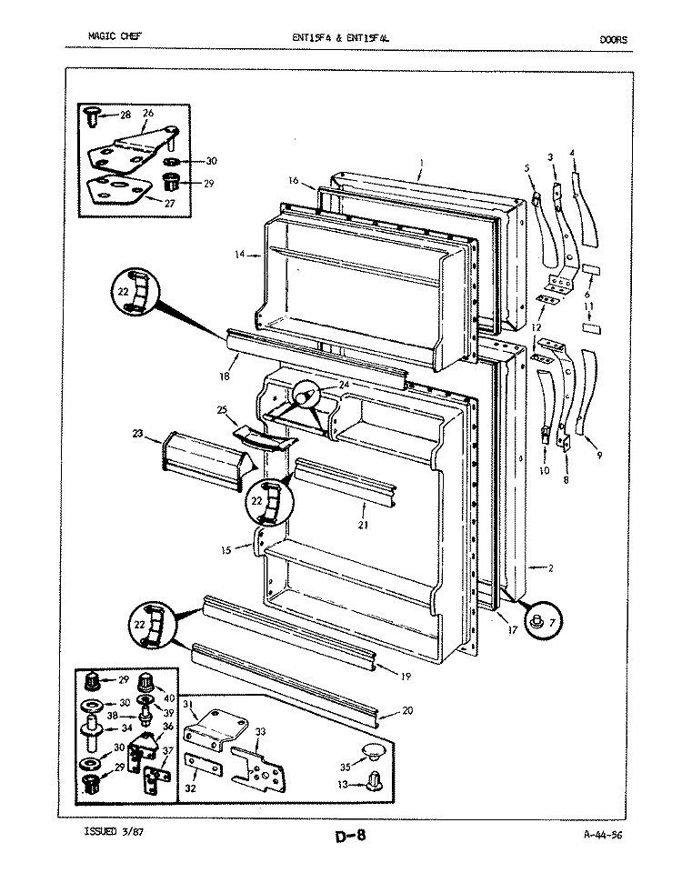 DOORS Diagram and Parts List for ENT15F4A 7A47A Maytag Refrigerator