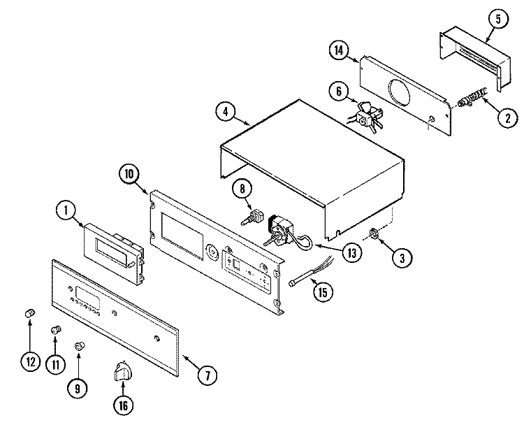 CONTROL PANEL Diagram and Parts List for 9825XUB  Magic Chef Wall Oven