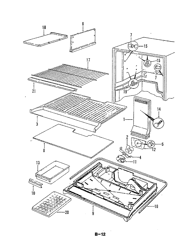 FREEZER COMPARTMENT Diagram and Parts List for RB23EN-3A 5B69A Magic Chef Refrigerator