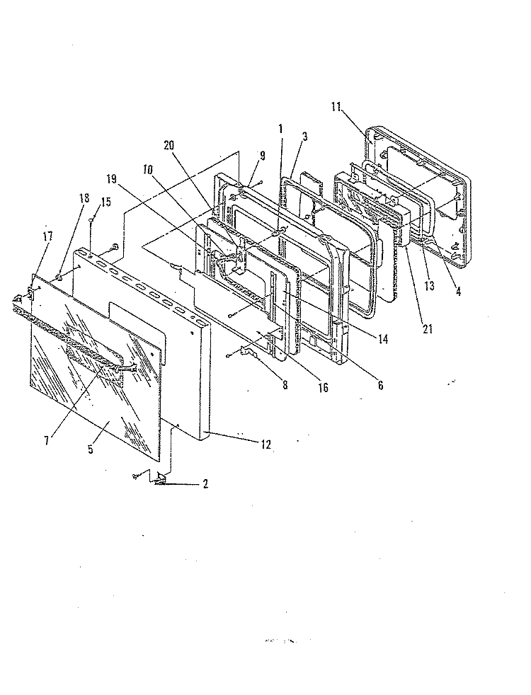 DOOR Diagram and Parts List for 77E-5EXWW  Magic Chef Wall Oven