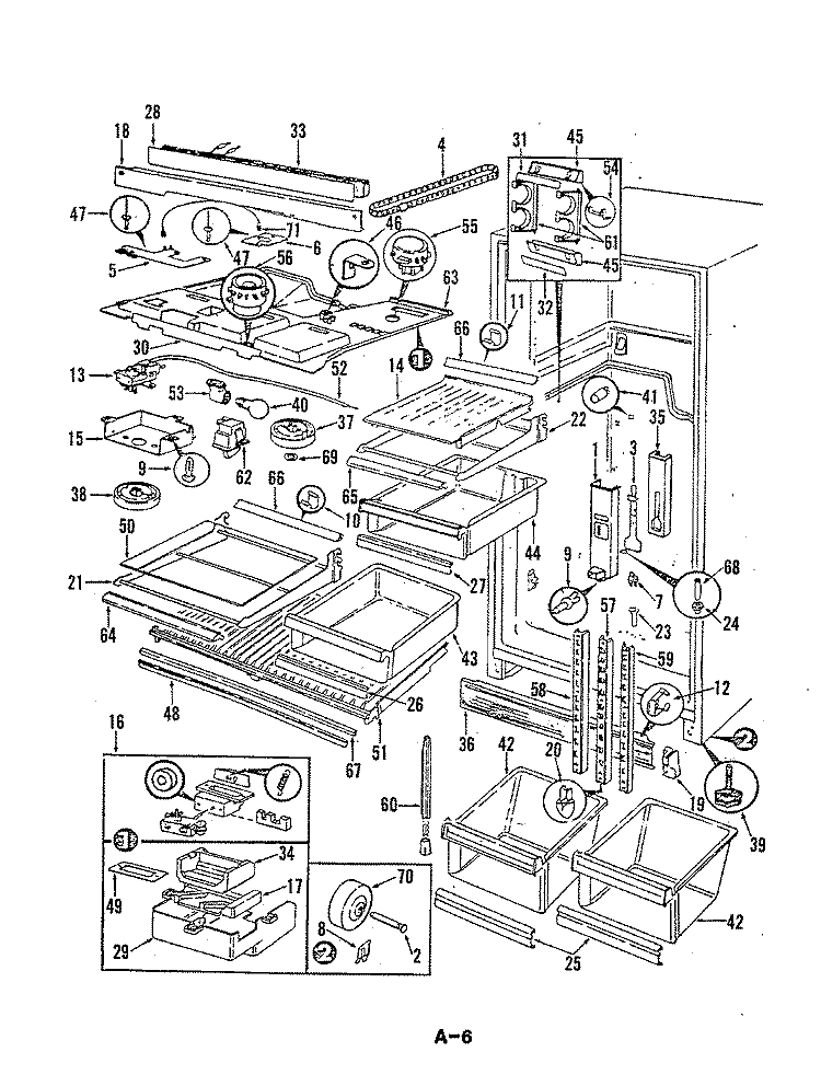FRESH FOOD COMPARTMENT Diagram and Parts List for RB23EY-3PW 5B70A Admiral Refrigerator