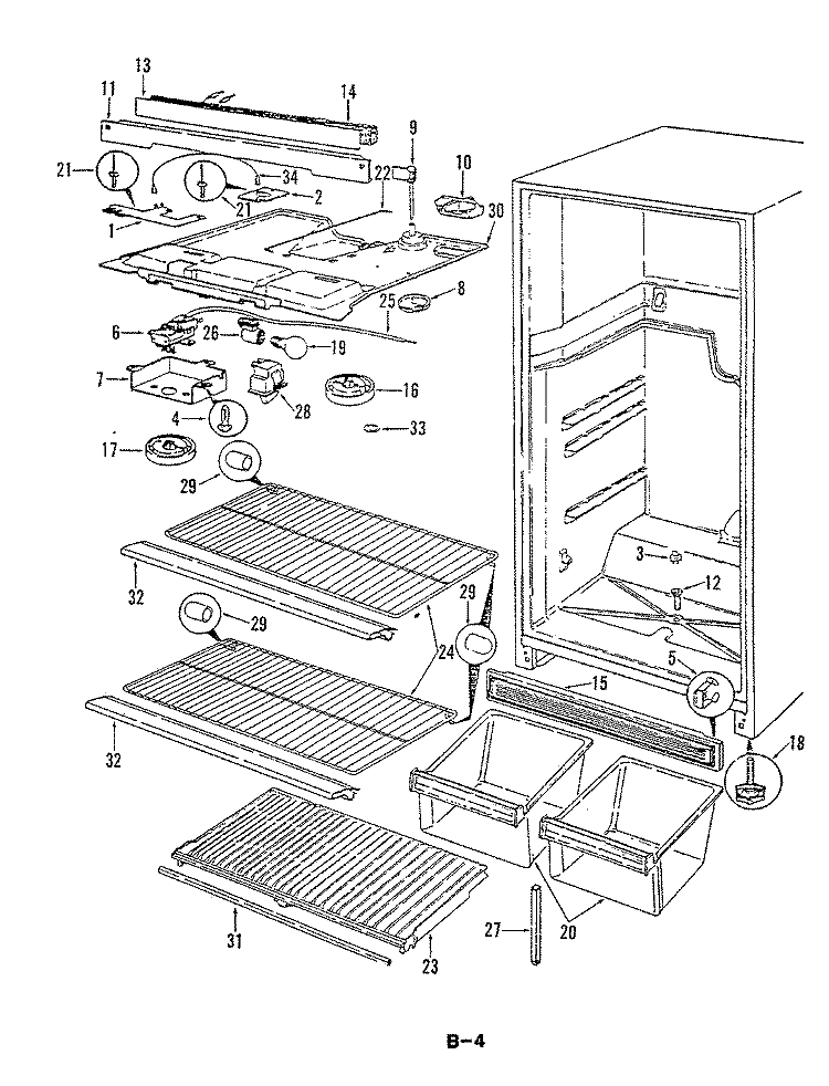 FRESH FOOD COMPARTMENT Diagram and Parts List for RB17EA-1A 5C42B Magic Chef Refrigerator