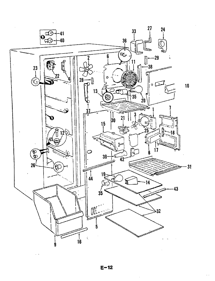 FREEZER COMPARTMENT Diagram and Parts List for RC24EA-3PW 5M76B Amana Refrigerator
