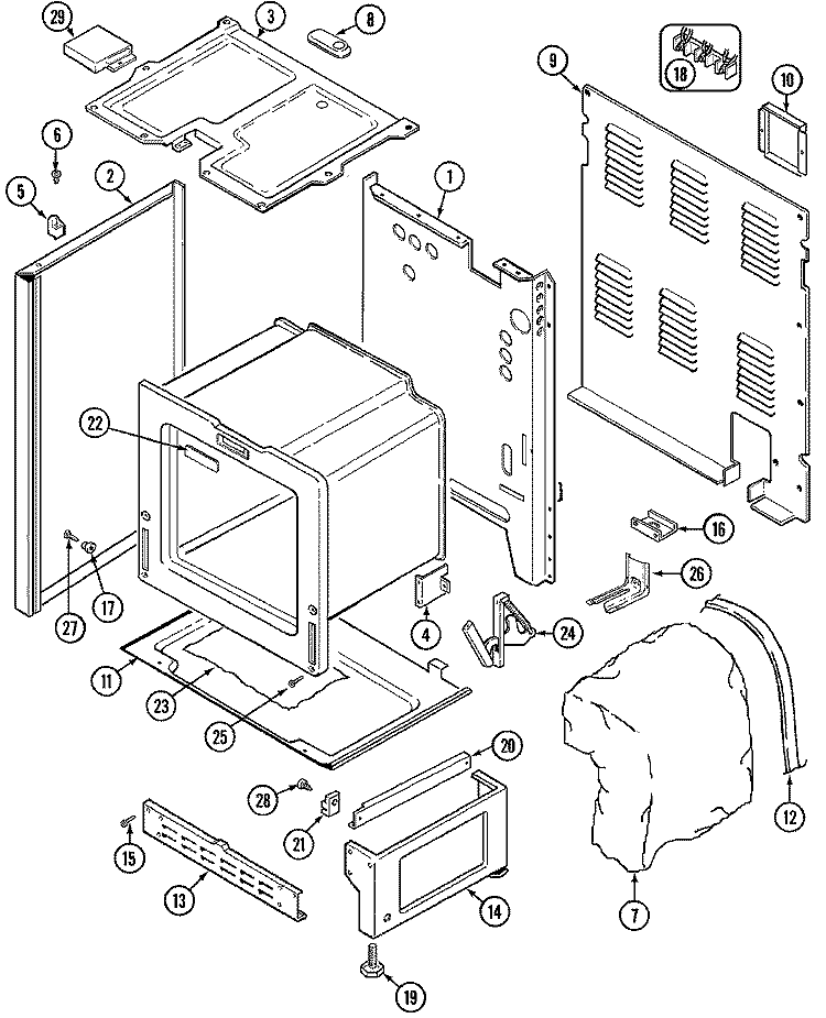 BODY Diagram and Parts List for CREA200ACW  Admiral Range