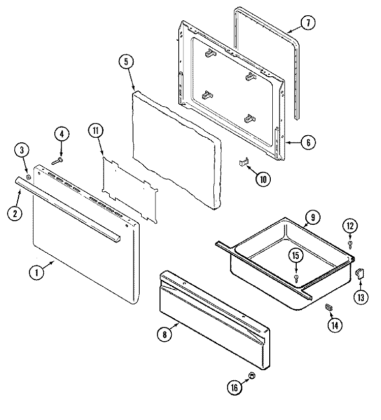 DOOR / DRAWER (CE3500PPx) Diagram and Parts List for CE3500PPW  Crosley Range