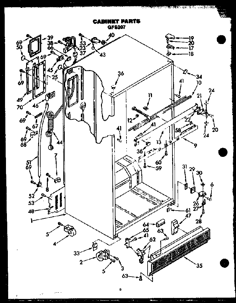 Cabinet Parts Diagram and Parts List for GFS207-MN02  Amana Refrigerator