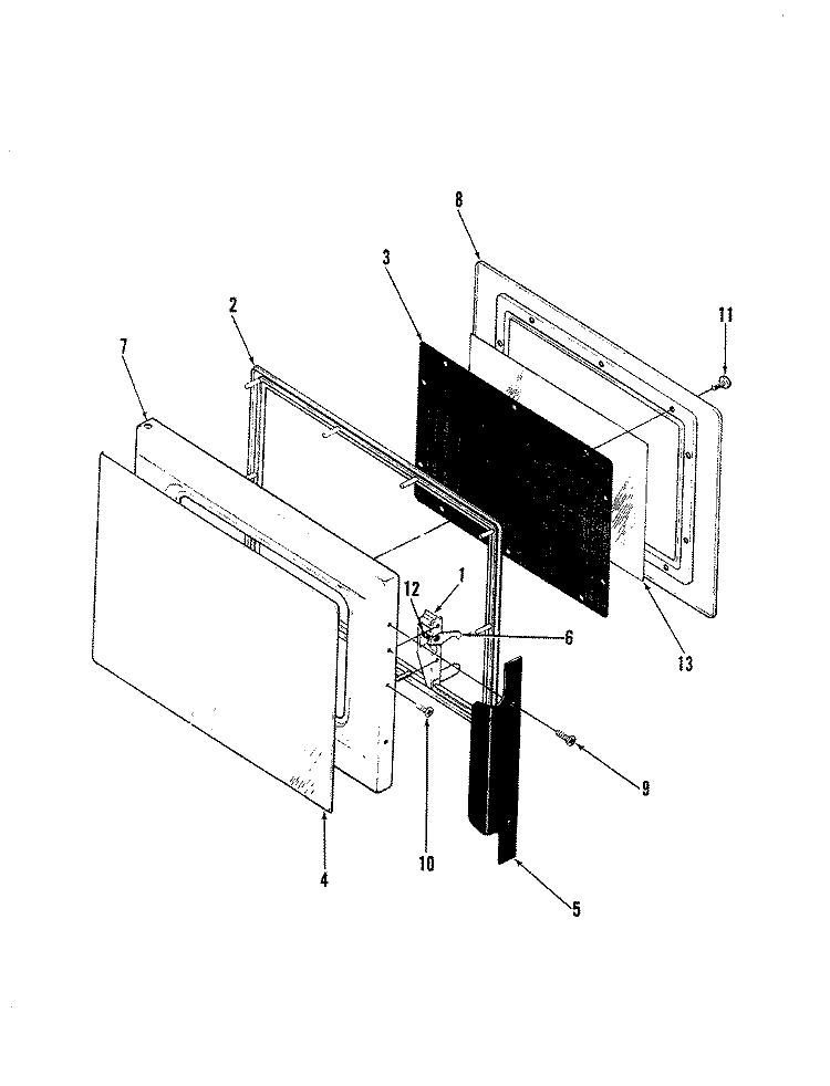 DOOR Diagram and Parts List for M15B-6P-X9  Magic Chef Microwave