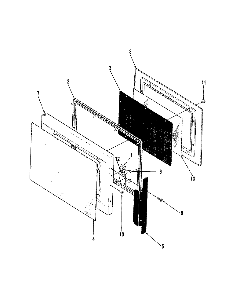 DOOR Diagram and Parts List for M15B-7P-W1  Magic Chef Microwave