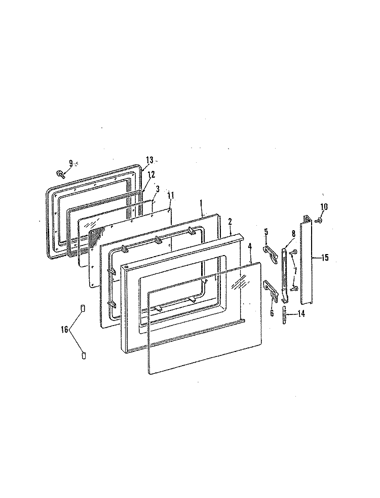 DOOR Diagram and Parts List for M71B-10  Magic Chef Microwave