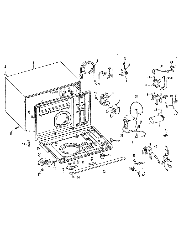 COMPONENT MOUNTING PLATE Diagram and Parts List for M71B-10  Magic Chef Microwave