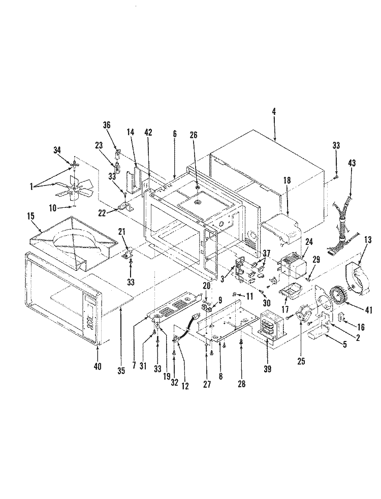 BASE & CAVITY (M5B - 6 - B5) Diagram and Parts List for M5B-6  Magic Chef Microwave