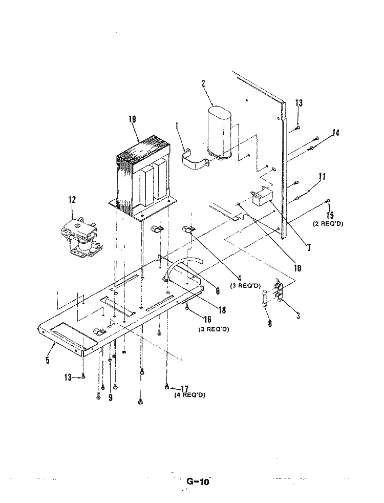 COMPONENT MOUNTING PLATE Diagram and Parts List for M40B-3  Magic Chef Microwave Oven Combo