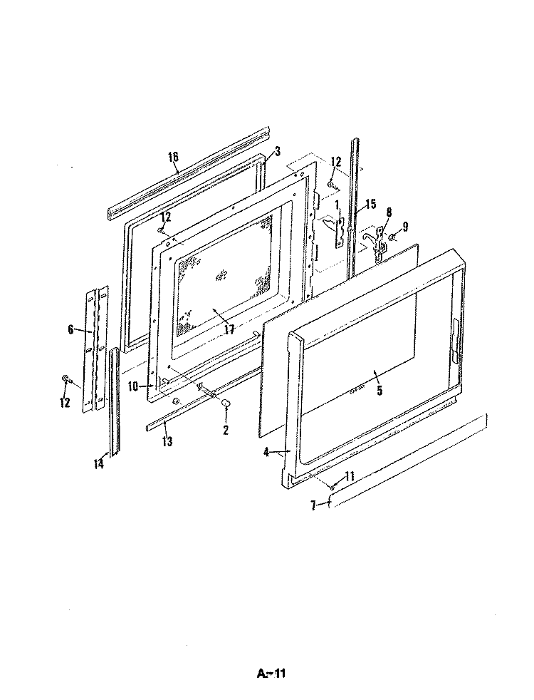 DOOR Diagram and Parts List for CM46B-9P-02  Magic Chef Microwave