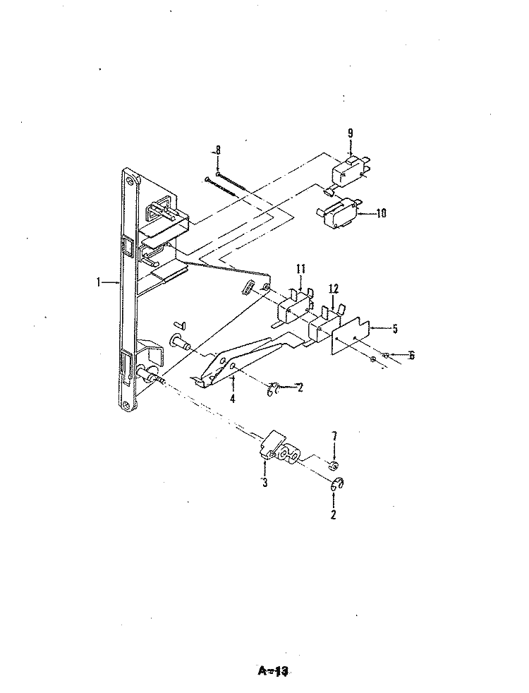 LATCH Diagram and Parts List for CM46B-9P-02  Magic Chef Microwave