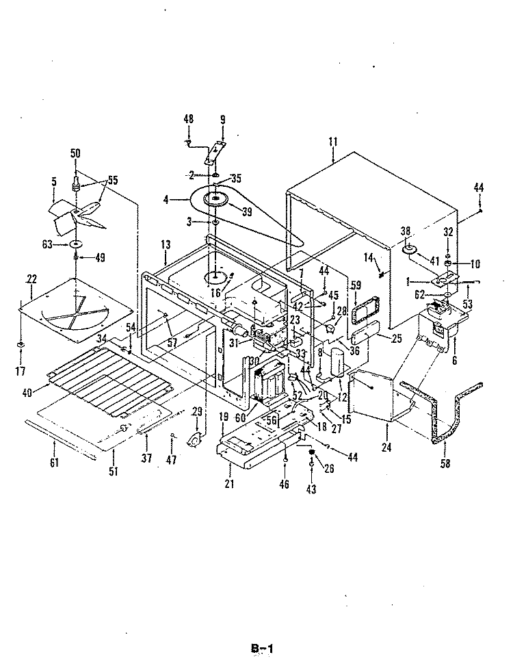 BASE & CAVITY Diagram and Parts List for CM46B-9P-02  Magic Chef Microwave