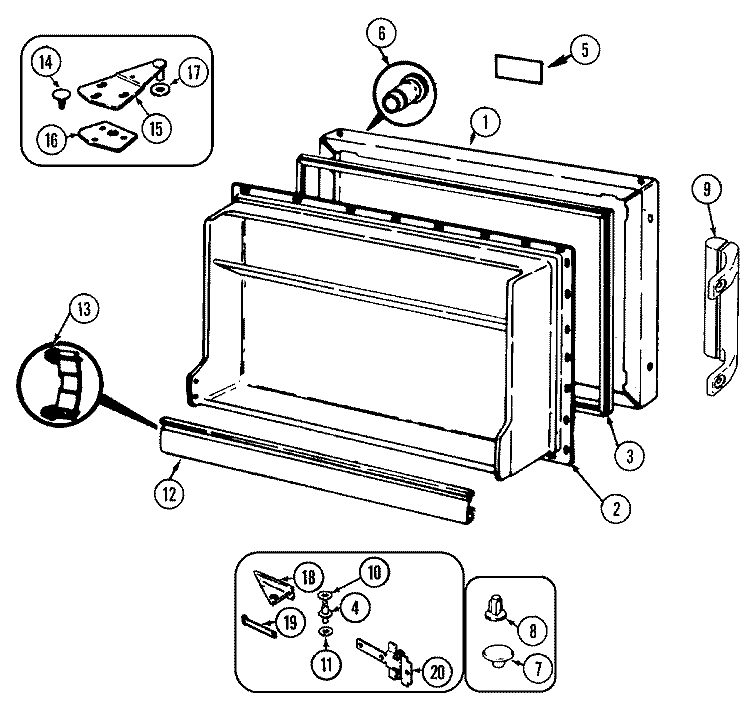 FREEZER DOOR Diagram and Parts List for CT15Y4W  Crosley Refrigerator