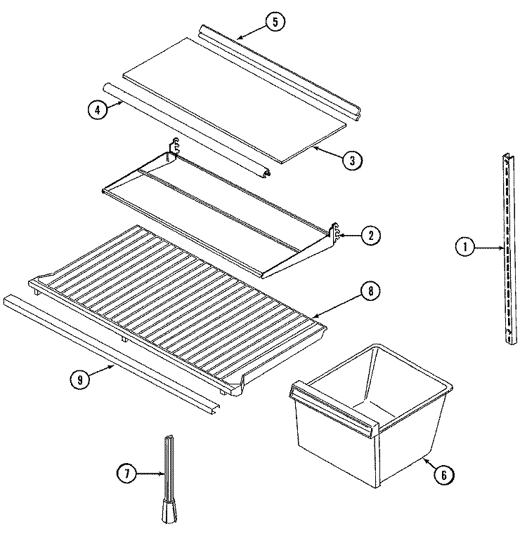 SHELVES & ACCESSORIES Diagram and Parts List for RB153TM  Magic Chef Refrigerator