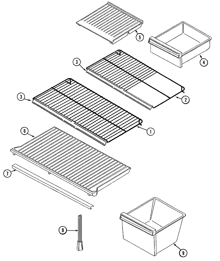 SHELVES & ACCESSORIES Diagram and Parts List for GT19A4XV  International Refrigerator