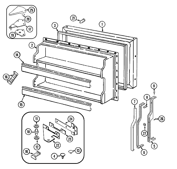 FREEZER DOOR Diagram and Parts List for GT23A8XA  Maytag Refrigerator