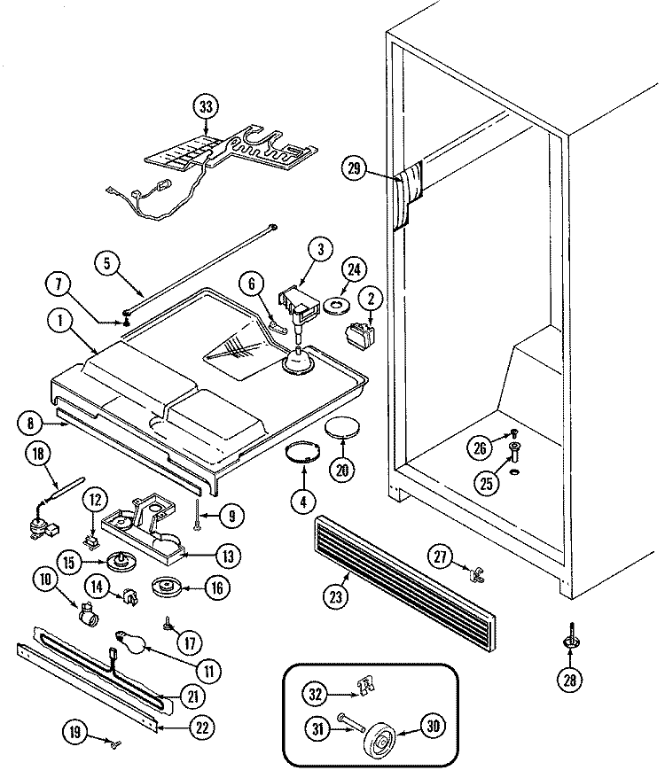 FRESH FOOD COMPARTMENT Diagram and Parts List for GT21A83V  Admiral Refrigerator