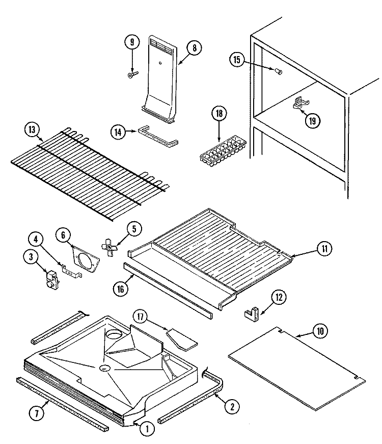 FREEZER COMPARTMENT Diagram and Parts List for GT19A4XV  International Refrigerator