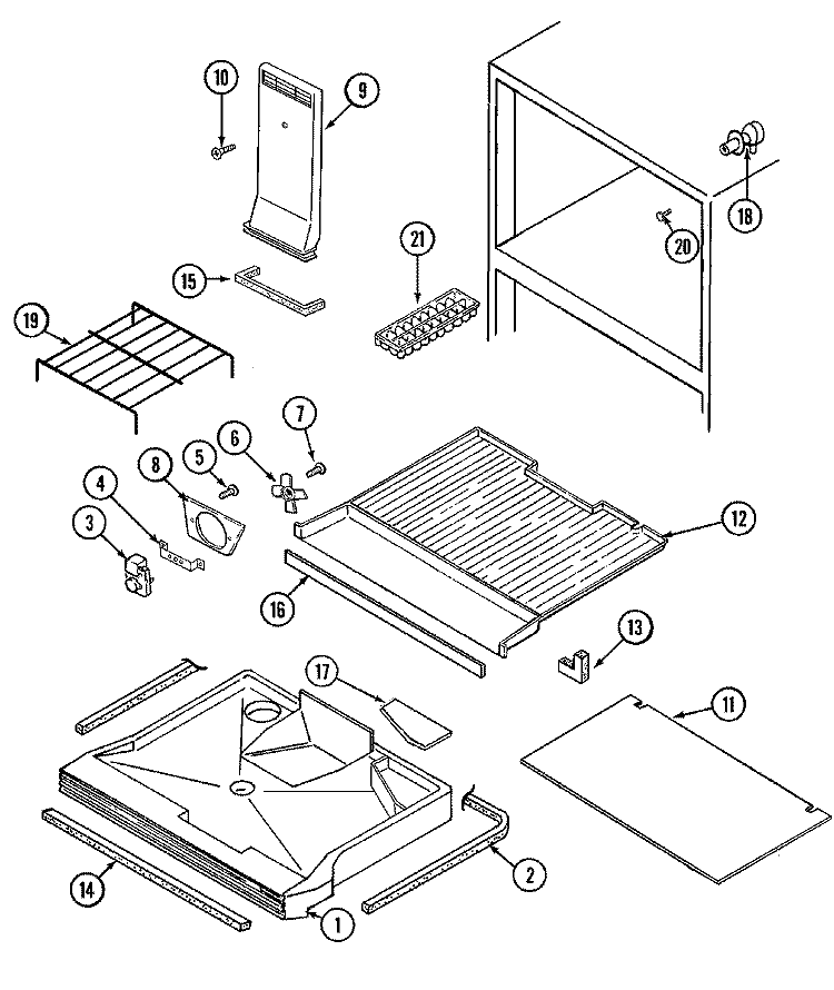 FREEZER COMPARTMENT Diagram and Parts List for NT173NW  Norge Refrigerator