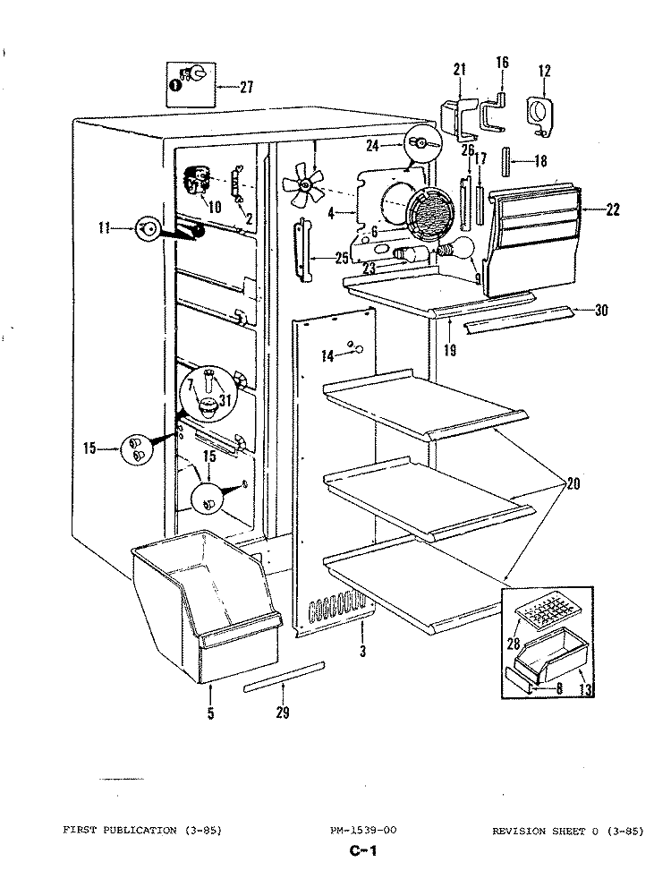 FREEZER COMPARTMENT Diagram and Parts List for RNC20CN-2A 4M48B Magic Chef Refrigerator