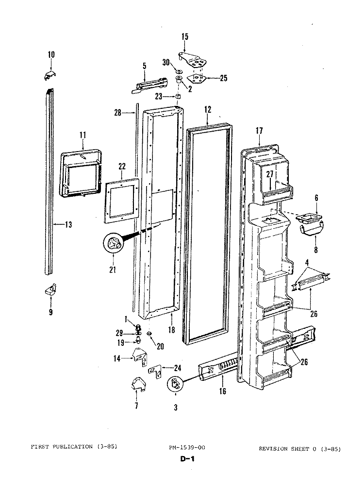 FREEZER DOOR Diagram and Parts List for RND22AA-3A 4N52B Admiral Refrigerator
