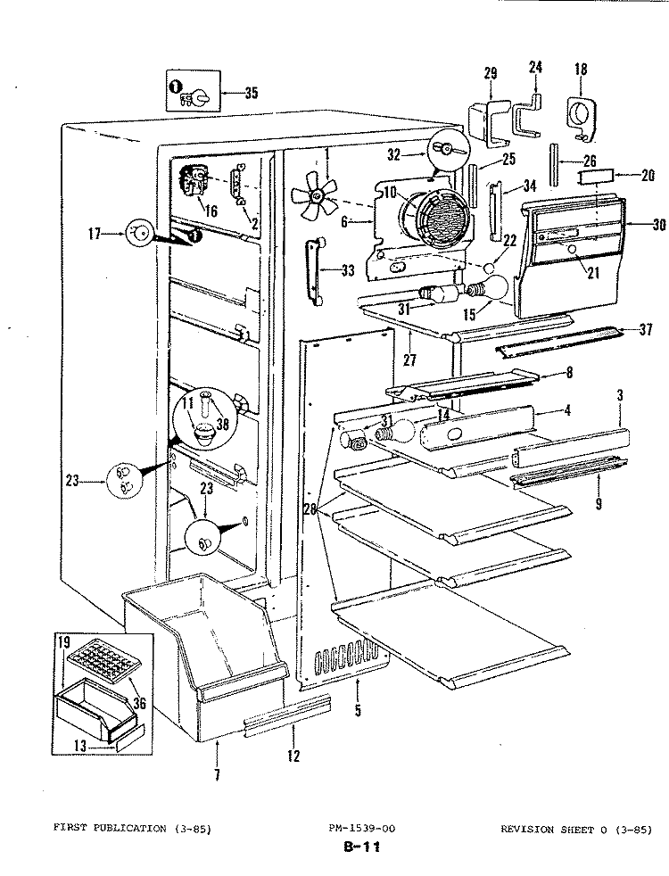 FREEZER COMPARTMENT Diagram and Parts List for RD22DA-3A 4M49B Magic Chef Refrigerator