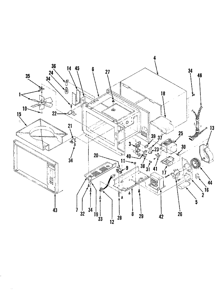 BASE & CAVITY Diagram and Parts List for M15A-10P  Magic Chef Microwave