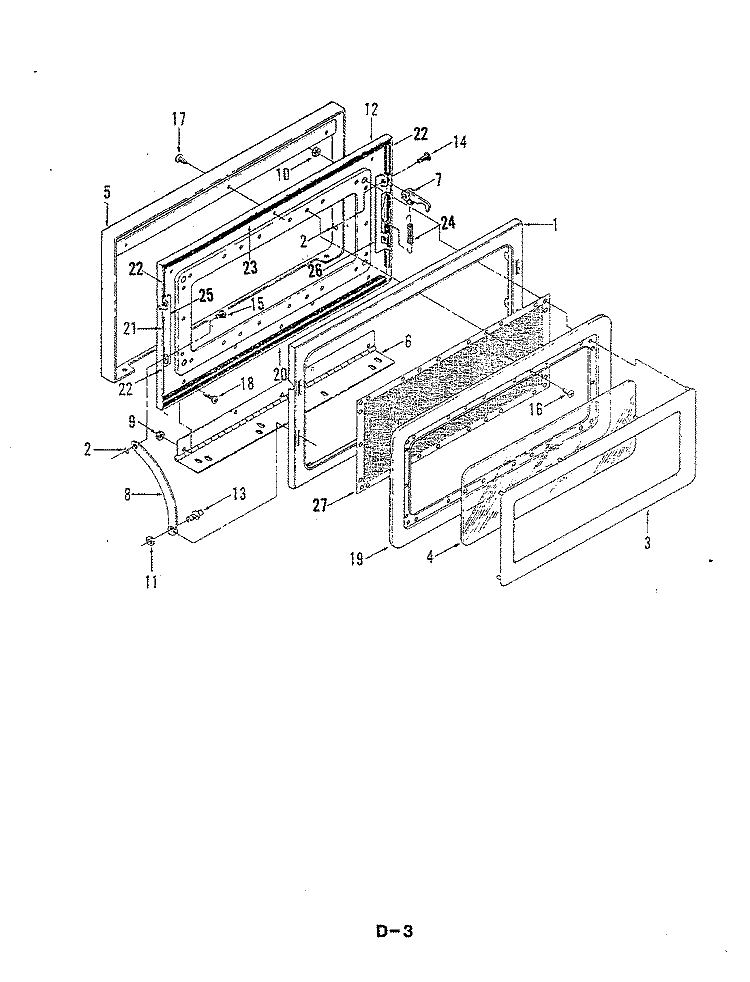 DOOR Diagram and Parts List for M20A-2-X9  Magic Chef Microwave