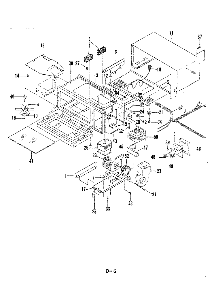 BASE & CAVITY Diagram and Parts List for M20A-2-X9  Magic Chef Microwave